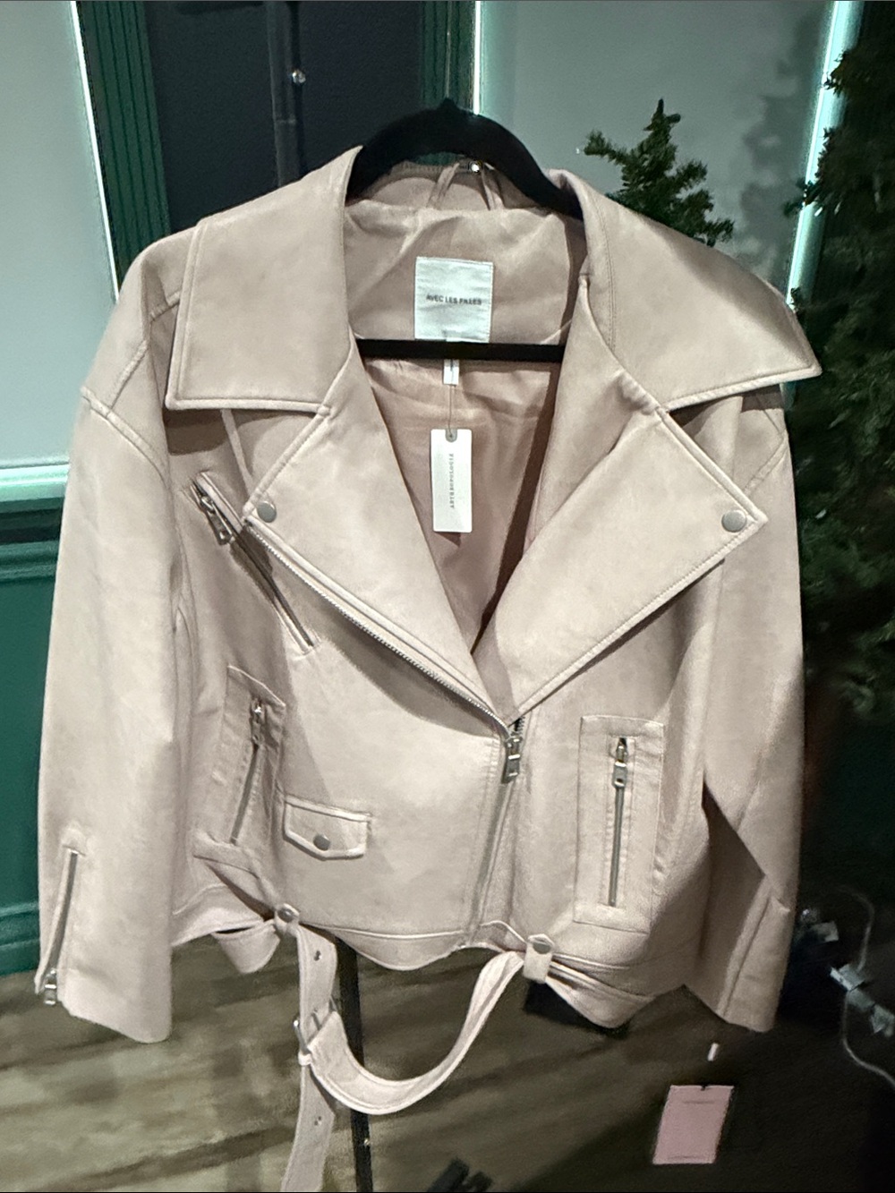 Blank NYC Pale Blush Suede Moto Jacket